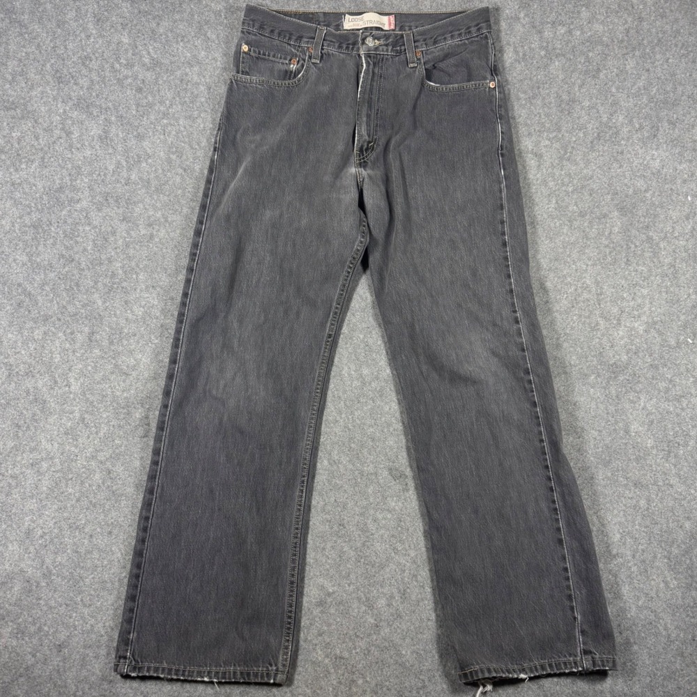 Levi's 569 Jeans Mens 32x32 Black Loose Straight Leg Faded Distressed Denim Y2K